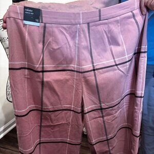 Alfani Pink Plaid Culotte Comfort Fit Pants